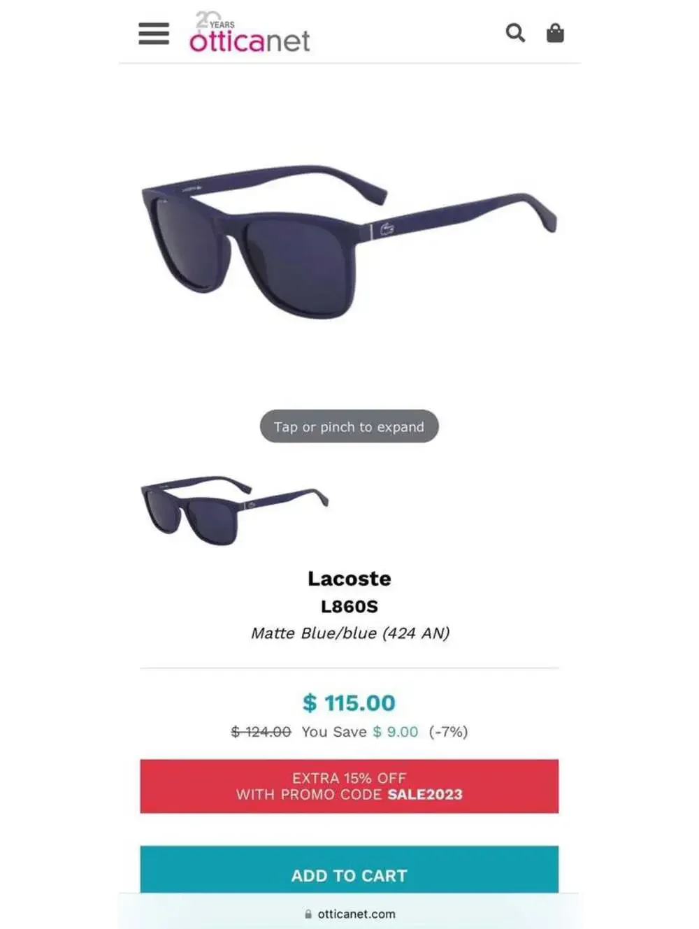 Men’s Sunglasses Lacoste L860S Matte Blue/blue (424 AN)